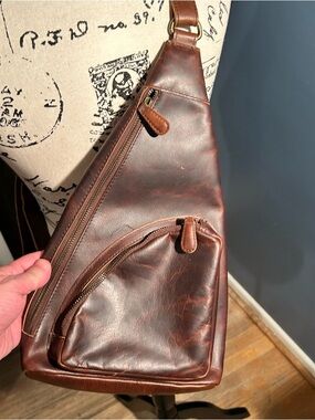 Paul & Taylor genuine Leather backpack sling bag messenger conversion unisex